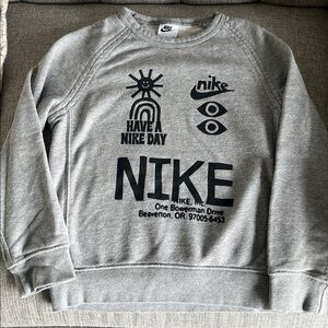 Kids Nike Gray Sweatshirt with Bold Black Graphics